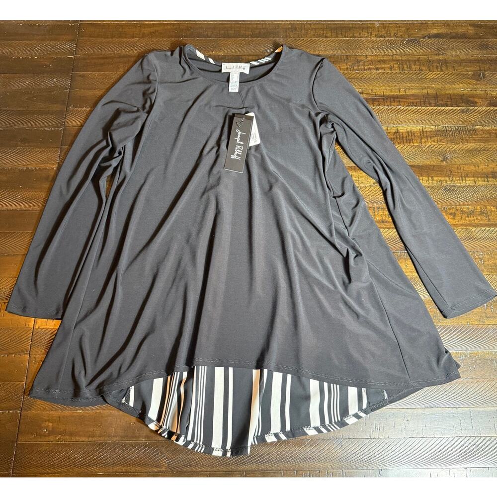 NWT $198 Joseph Ribkoff High Low Tunic Peekaboo Striped Back Size 8 Super Soft